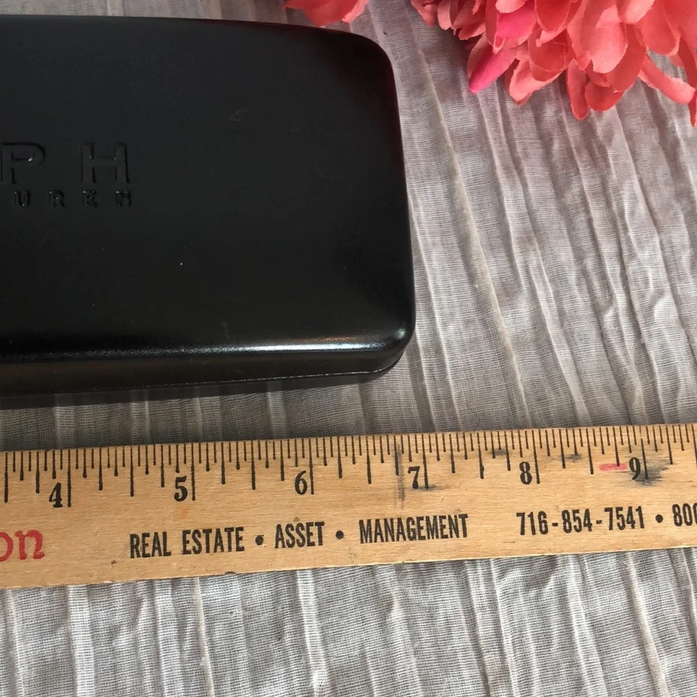 RALPH LAUREN black leather hardshell snap close eyeglasses sunglasses case
